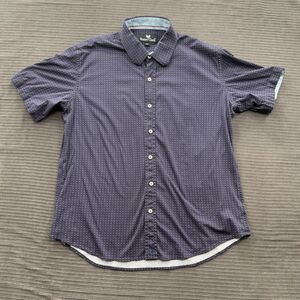 Butter Cloth Shirt Men XL Polka Dot Cotton Short Sleeve Button Up Preppy.
